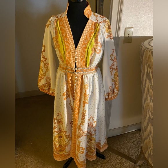 Dresses & Skirts - Vintage Style Orange and White Dress